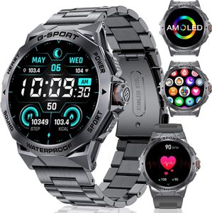 Smartwatch mit Telefonfunktion,1.43'' HD Outdoor Sportuhr mit 120 Sportmodi, Pulsmesser/Schlafmonitor, 5ATM Wasserdicht Schrittzähler, für Android iOS