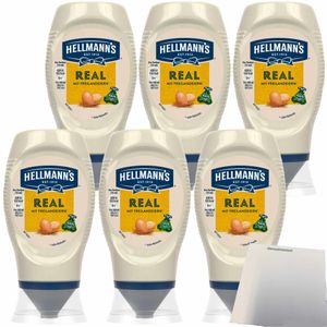 Hellmann's Real Salatmayonnaise zum Dippen und Verfeinern 6er Pack (6x250ml Flasche) + usy Block
