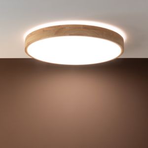BRILLIANT Slimline LED nástenné a stropné svietidlo 49 cm drevo svetlé/biele interiérové svietidlá | 1x 60W LED integrované, 6300lm, 3000-6500K | Plynule stmievateľné pomocou diaľkového ovládania
