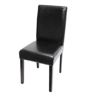 Esszimmerstuhl Littau, Küchenstuhl Stuhl, Leder  schwarz, dunkle Beine