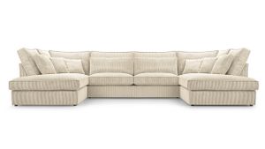 MÖBELSCHAFT Ecksofa MOUSSE U - U-Form Polsterecke in Cord 407x225 (Farbe: Beige)