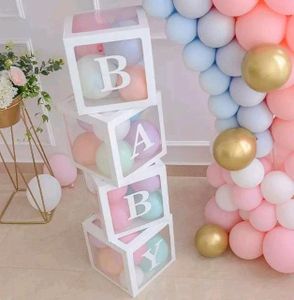 Party Deko Baby Babyparty Babybox Box transparent Jungen Mädchen Buchstaben B A B Y