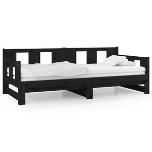 vidaXL Rozkládací postel černá z masivní borovice 2x(90x200) cm