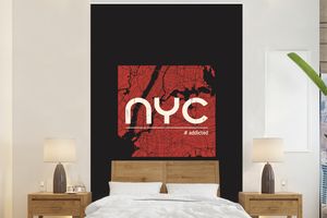 MuchoWow® Fototapete für Wohnzimmer oder Schlafzimmer Wandtapete Vinyl Motivtapete New York - NYC - Schwarz - 160x240 cm - Vinyltapete