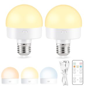 2x ładowalna żarówka z pilotem, lampka nocna USB z baterią, ładowalna lampa LED 4W z gniazdem E27, 3 kolory, timer, bezprzewodowe sterowanie dotykowe