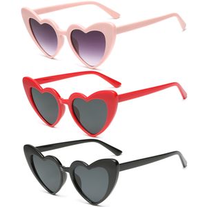 3 Stück Retro Herz Sonnenbrille für Damen ,Vintage Herzform Brille Neon Katzenaugen Sonnenbrille Set für Damen Frauen