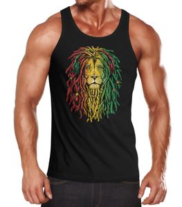 Herren Tank-Top Löwe Jamaica Reaggae Musik Rasta Lion Muskelshirt Muscle Shirt Neverless® schwarz M