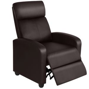 Yaheetech Relaxsessel verstellbarer Fernsehsessel 90°/120°/160° aus Kunstleder Polstersessel Heimkino Braun