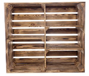 1x Großzügige, geflammtes Holzregal mit fünf Fächern, toll als Balkonregal, z. B. für Pflanzen / Lichterketten, neu, 68x35x77cm