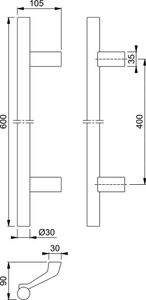 Bügelgriff E5014,F69/F1-2ger.Form Ø 30mm L 600mm
