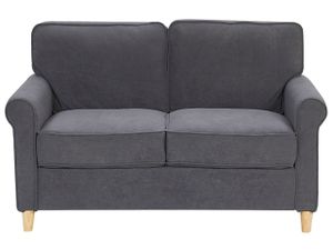 Sofa 2-Sitzer Wohnzimmer Grau Samtstoff 100% Polyester Retro Trendy Modern