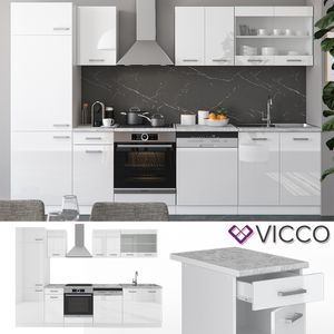 Kuchyňská linka Vicco R-Line bílá vysoký lesk 300 cm odvozený dřevěný výrobek