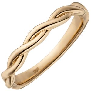 JOBO Damen Ring 54mm geflochten 585 Gold Rotgold Rotgoldring