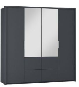 Kleiderschrank WIEDEN , Drehtürenschrank Schrank Schubladen , ( GRAPHIT )