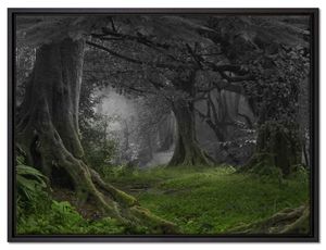 Dschungel im Regenwald Leinwandbild 80x60 cm im Bilderahmen / Wandbild  / Schattenfugenrahmen / Kein Poster