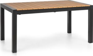 blumfeldt Menorca Expand - Gartentisch, Ausziehtisch, ausziehbar, Aluminium / Kunststoff-Holzimitation, Pulverbeschichtung, justierbare Füße, Tischfläche max.: 213 x 95 cm, hell / teak
