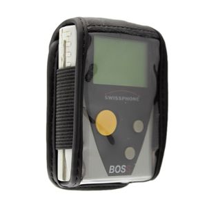 caseroxx Ledertasche mit Gürtelclip kompatibel mit Swissphone BOSS 900 - 935 aus Echtleder, Tasche mit Gürtelclip und Sichtfenster