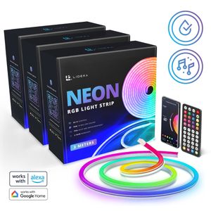 Lideka® NEON LED-Streifen 9m, RGB Neon LED Strip, App Steuerung WLAN und Fernbedienung, led leiste, Musik Sync, mit Alexa und Google Assistant, Deko