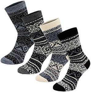 BRUBAKER 4 páry dámských norských ponožek Grey Black White Velikosti 39 - 42