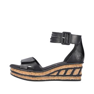 Rieker Damen Sandalen geschlossene Ferse Keilabsatz 68194, Größe:40 EU, Farbe:Schwarz