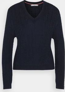 Tommy Hilfiger V-Pullover 'SOFT CABLE', WW0WW39887, Desert Sky, Gr. M