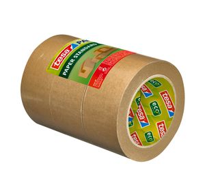 tesa Packband Klebeband eco Paketband Kleberolle aus Papier 3er Pack 50 m : 50 mm - braun