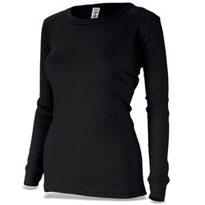 Damen Thermounterhemd mit Innenfleece langarm Unterhemd - XL - Schwarz