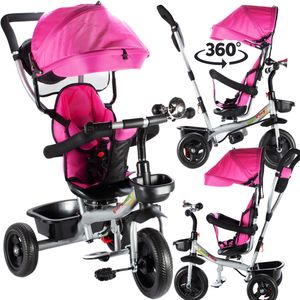 Malplay Kinder Dreirad 3-In-1 | Rosa | Kinderdreirad Mit 360° Drehsitz | Sonnendach Tasche | Belastbarkeit Bis 30 Kg | Ultraleicht | Für Kinder Ab 2 Jahren