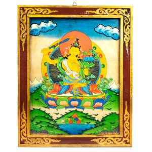 Budha Mandžušrí Tangkha Tafel aus Holz - 33x44cm