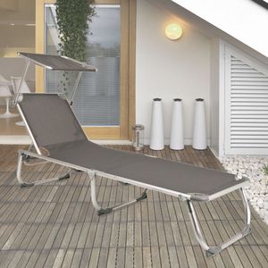 Garden Pleasure Sonnenliege + Dach Kiso Gartenliege Relaxliege Garten Liege grau
