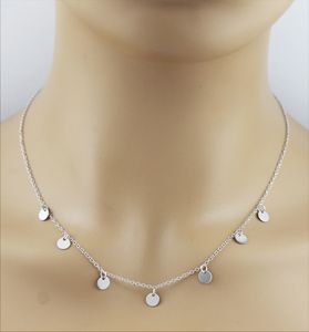 Boho Kette 1,5 mm Silber 925 Kreis förmige Plättchen Ibiza Hippie Kette Anker Kette 42+5cm Verlängerungskette 42