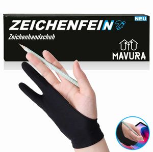 ZEICHENFEIN Zeichenhandschuh Handschuh Grafiktablett Grafikhandschuh schwarz M