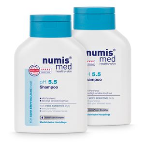 numis med Shampoo ph 5.5 - 2er Pack Hautberuhigendes Haarshampoo für sehr empfindliche & sensible Haut - vegan