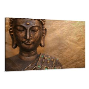 80 x 60 cm Bild auf Leinwand Buddha 4041-SCT deutsche Marke und Lager  -  Die Bilder / das Wandbild / der Kunstdruck ist fertig gerahmt