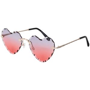 Damen Sonnenbrille Herz Form Designer 80er Modern Urlaub Sommer Strand 30564 Lila-Rot