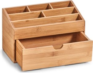 Zeller 25386 Organizer m. Schubfach, Bambus, ca. 25,4 x 12,5 x 15 cm Ordnungsbox für Schminke, Kosmetik oder Schreibtisch Natur
