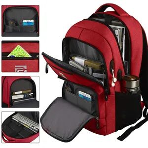 OKWISH Laptop Rucksack 17,3'' Business Rucksack Schulrucksack Großer Wasserdicht Taschen Reise Backpack Daypack Mit USB und Taschen für Herren Rot OKWISH Laptop Rucksack 17,3'' Business Rucksack Schulrucksack Großer Wasserdicht Taschen Reise Backpack Daypack Mit USB und Taschen für Herren Rot