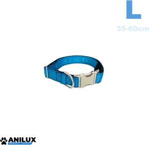 ANILUX Halsband L (35-60cm) Hellblau Hundehalsband Nylon Halsband Welpen Nylonhalsband Hund Hals Band Leine Hunde