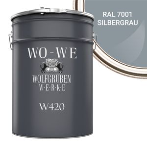 Holzfarbe Holzlack Holzanstrich Holzbeschichtung W420 - Silbergrau RAL 7001 - 10L