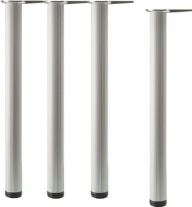 camar Tischfuß Aluminia ø 80mm, Tischbeine höhenverstellbar, Länge 690-720mm gerillt, Aluminium silber 4 Stück