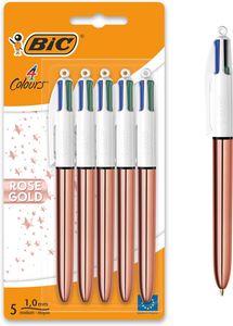 BIC 4 Farben Kugelschreiber 4 Colours 'Rose Gold', Stärke 1,0mm, nachfüllbar | 5er Pack