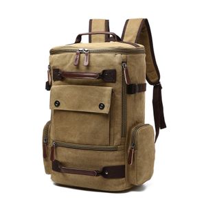 Premium Rucksack für Herren aus Canvas, Fach für Laptop und Notebook (Khaki)