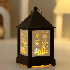 Ramadan Deko Kerzenhalter Vintage Laterne Deko,Hängende Eid Mubarak Laterne Kerzenhalter Deko für Ramadan Muslimische Home Tabletop Decor, schwarz