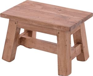 LS-LebenStil Vintage Teak Holz Fuß-Hocker Braun Natur 30cm Tritthocker Schemel Fußbank Fußschemel Sitzhocker Badhocker Blumenhocker Pflanzenhocker