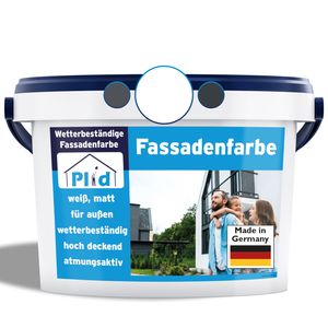 PLID® - Fassadenfarbe Außen [WETTER & UV-BESTÄNDIG]- Hochwertige Farbe für Mauerwerk, Hauswand, Beton & Kellerwand - Sockelfarbe -  Germany