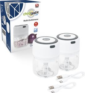 Genius Choptastic Pro Multi-Zerkleinerer 2 Stücke, 30 Watt, 250 ml Fassungsvermögen, elektrischer Zerkleinerer für Obst,