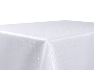 BEAUTEX Tischdecke Damast Punkte (Eckig 110x180 cm, Weiß) Bügelfreies Tischtuch - Fleckabweisende, pflegeleichte Tischwäsche - Tafeltuch