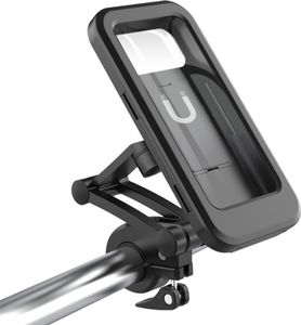 Uchwyt na telefon komórkowy do motocykla Wodoodporny uchwyt na telefon komórkowy do motocykla Uchwyt na telefon komórkowy na kierownicę Ekran dotykowy / 360′ Obrót / Regulacja wysokości Uchwyt na telefon komórkowy do smartfonów poniżej 6,7 cala (czarny)