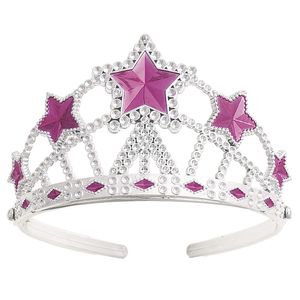 Unique Party - Prinzessinnen-Tiara, Kunststoff, Stern Edelstein SG25429 (Einheitsgröße) (Silber/Pink)