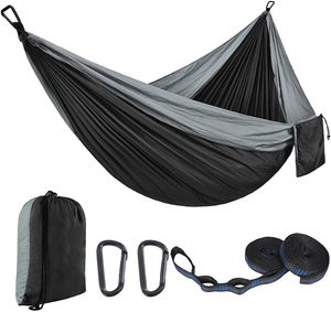 Ultraleichte tragbare Reisehängematte, Camping-Hängematte, atmungsaktive Nylon-Hängematte, Hängematten mit Reisetasche, 300 x 200 cm, dunkelgrau
